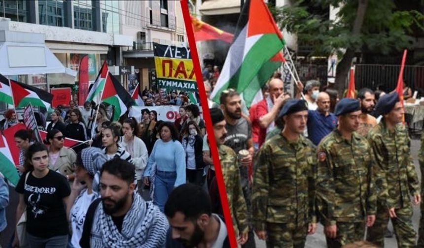 Dünya Filistin ve Lübnan İçin Ayakta: Yunanistan'daki Gösterilere Askerler de Katıldı