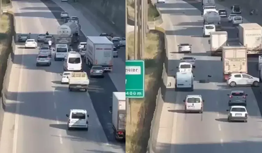 Adana'da TIR'dan Düşen Lastik Kaplaması Trafiği Felç Etti