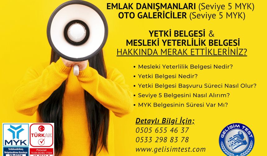 Sorumlu Emlak Danışmanı Seviye 5 ve Motorlu Kara Taşıtları Seviye 5 Mesleki Yeterlilik ve Yetki Belgesi – Belge Zorunlul